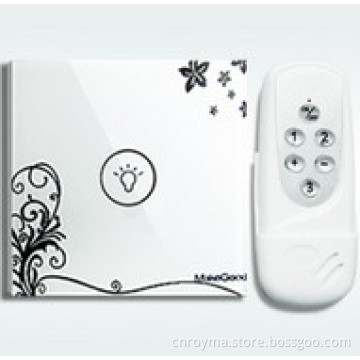 EU,UK style, smart home Wireless touch wall switch1 way with remote control,Crystal glass panel with blue LED backlight